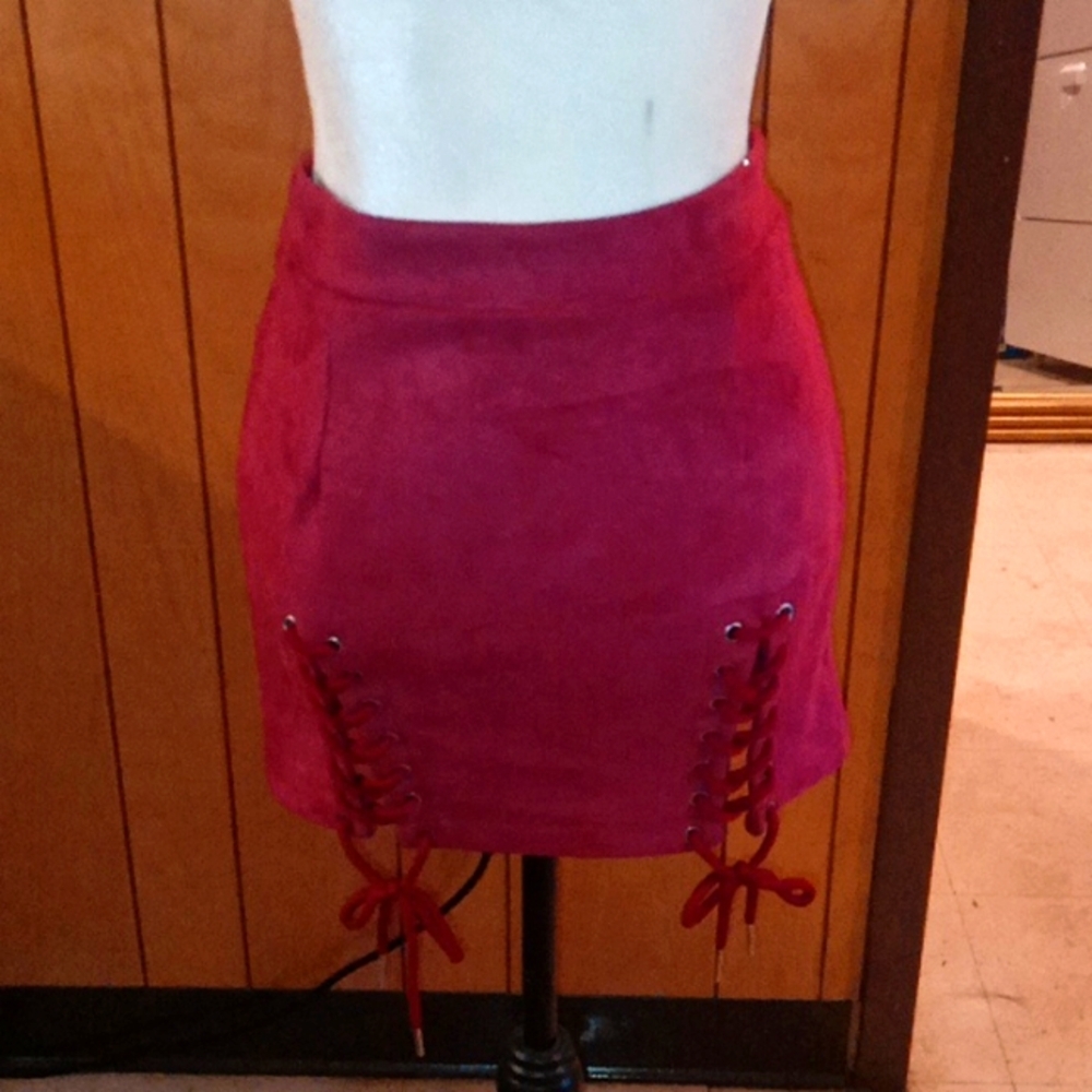 Burgandy mini skirt size large